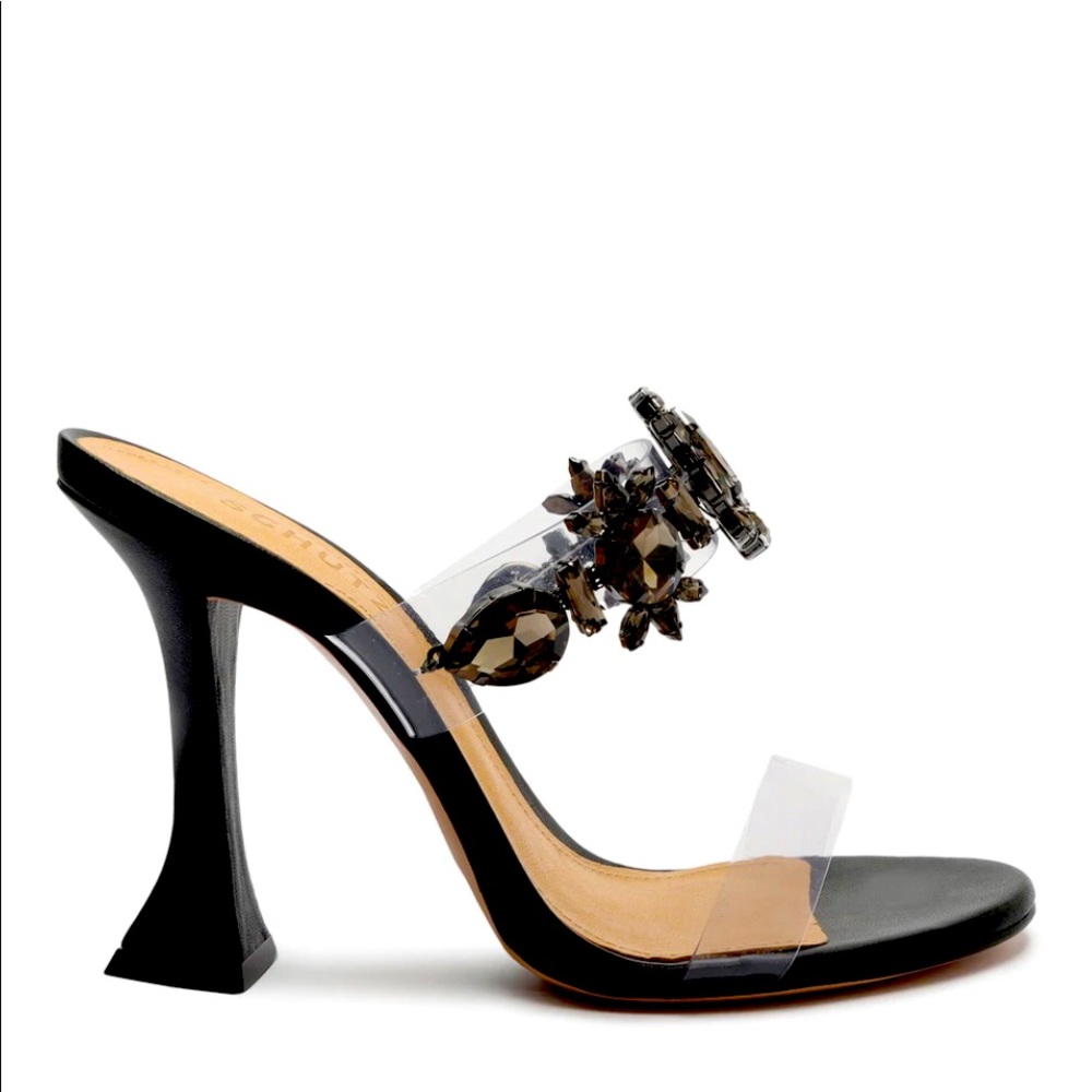 SCHUTZ Laureen Vinyl & Crystal Sandal Black Size-11